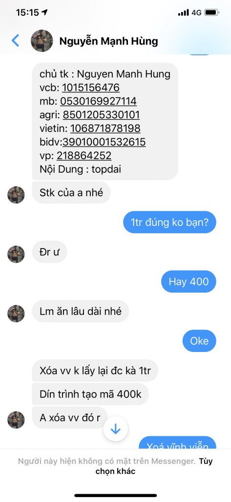 Evidencia contra Nguyen Manh Hung