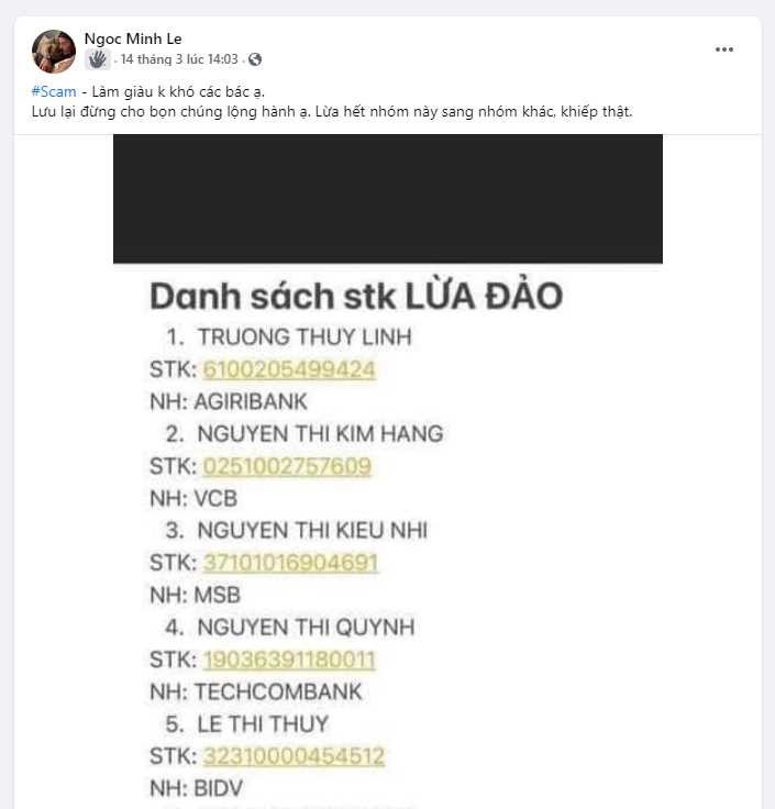 หลักฐานที่เป็นโทษต่อ [ Danh Sách Scam ] List Danh Sách lừa đảo trên mxh