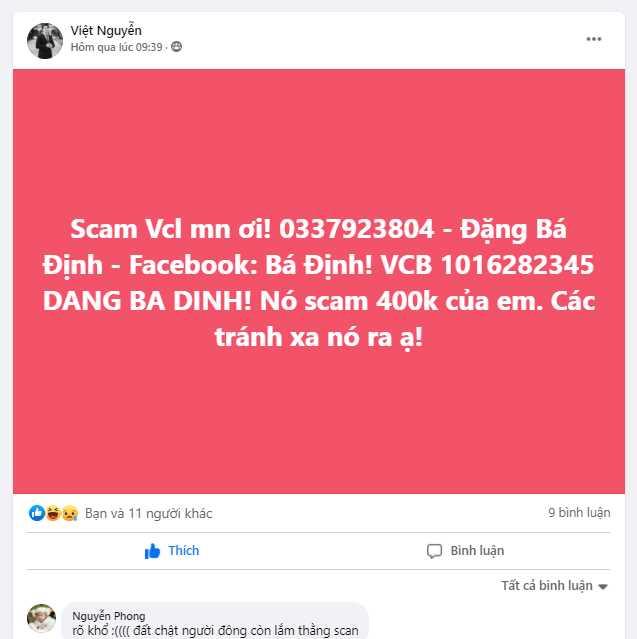 Evidencia contra Dang Ba Dinh