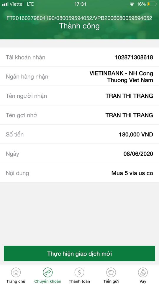 Evidencia contra Tran Thi Trang