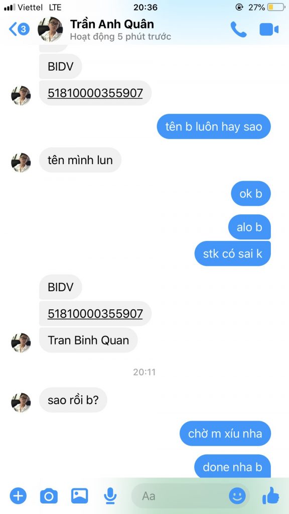 Evidencia contra Tran Binh Quan