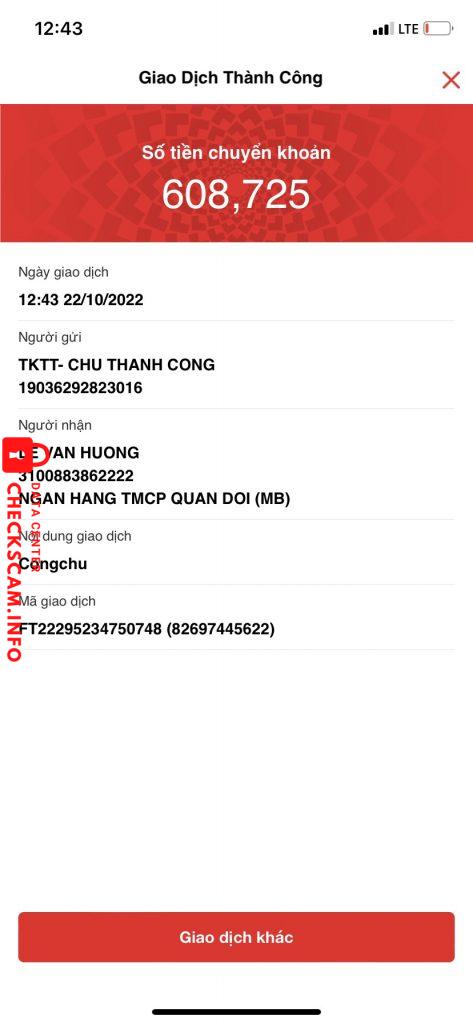 Evidencia contra LE VAN HUONG