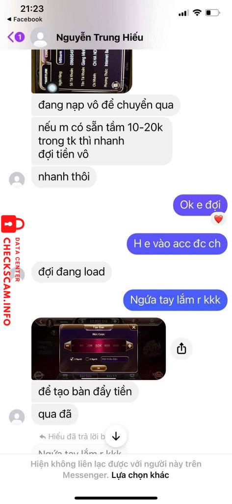 Evidencia contra NGUYEN TRUNG HIEU