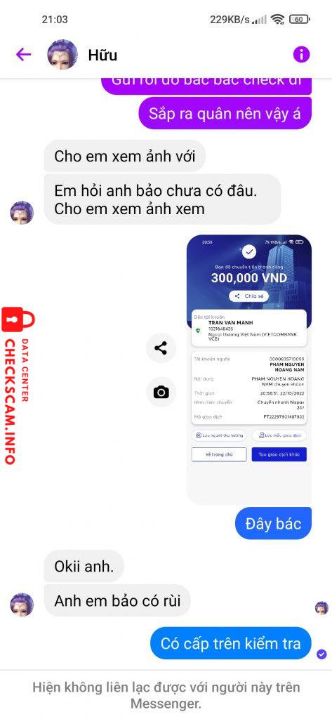 Evidencia contra Tran van manh