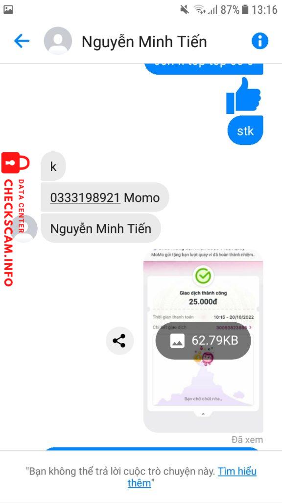Evidencia contra Nguyễn Minh Tiến