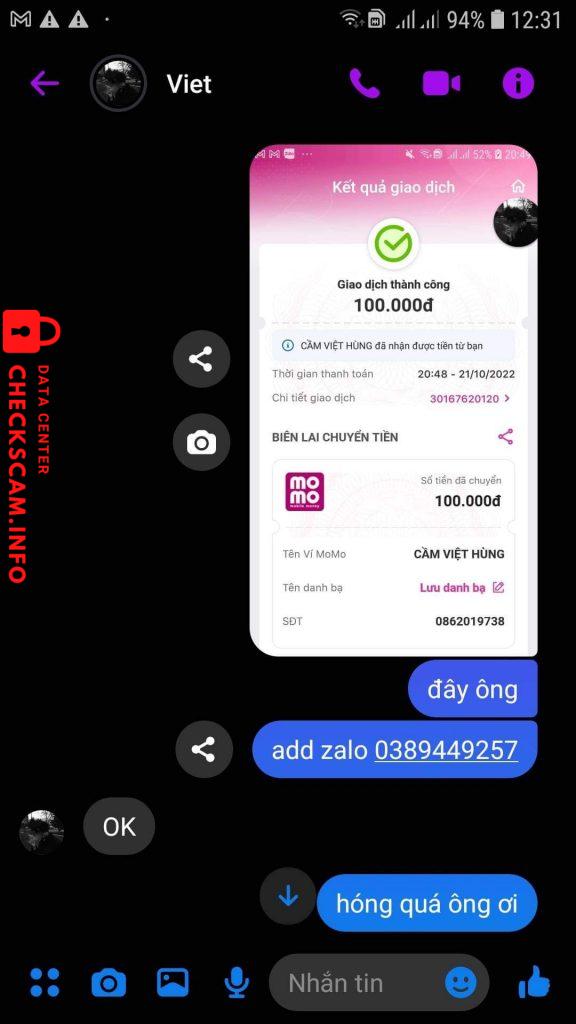Evidencia contra Cầm Việt Hùng