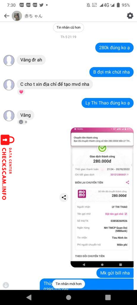 Evidencia contra LY THI THAO