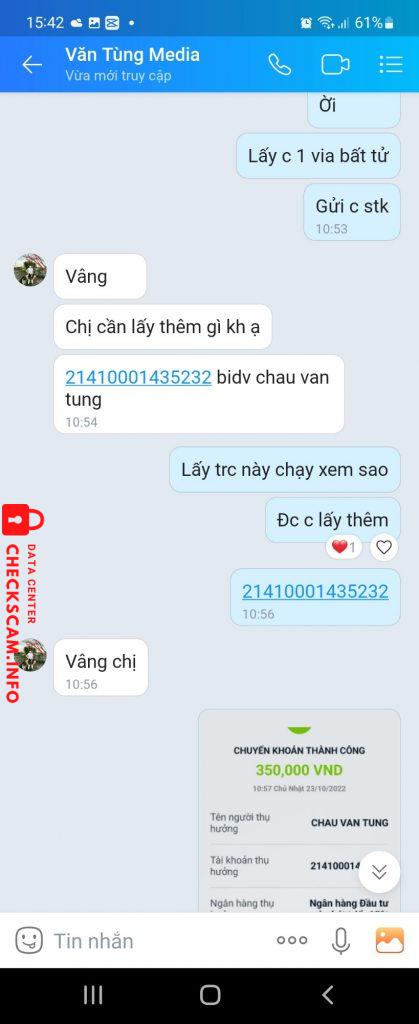 Evidencia contra CHÂU VĂN TÙNG