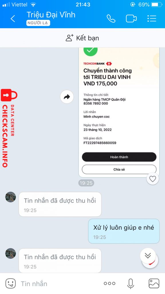 Evidencia contra Trieu Dai Vinh