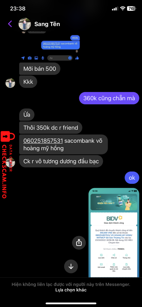 Evidencia contra Võ hoàng mỹ hồng