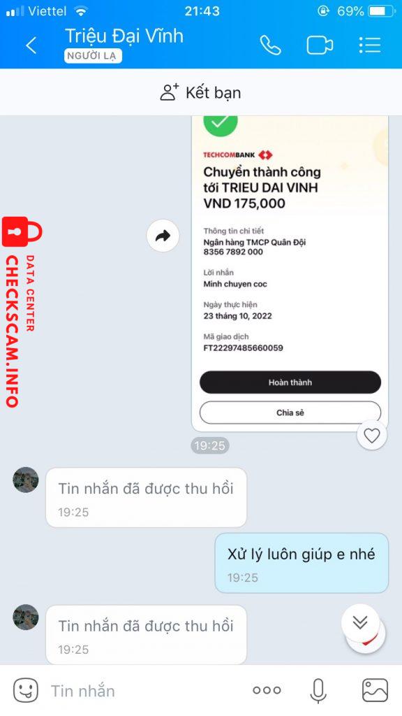 Evidencia contra Trieu Dai Vinh