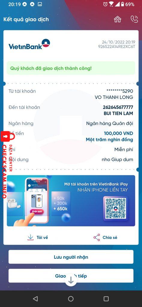 Evidencia contra Bùi Tiến Lâm