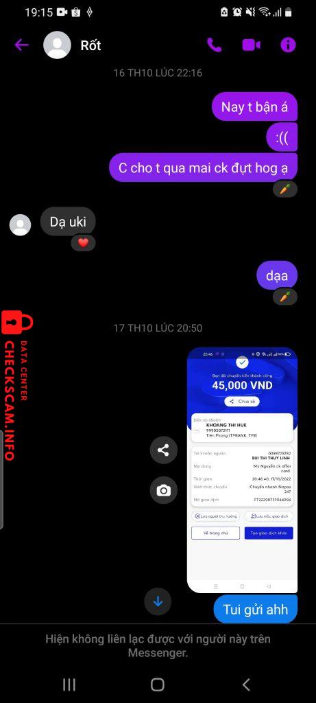 Evidencia contra Khoang Thi Hue