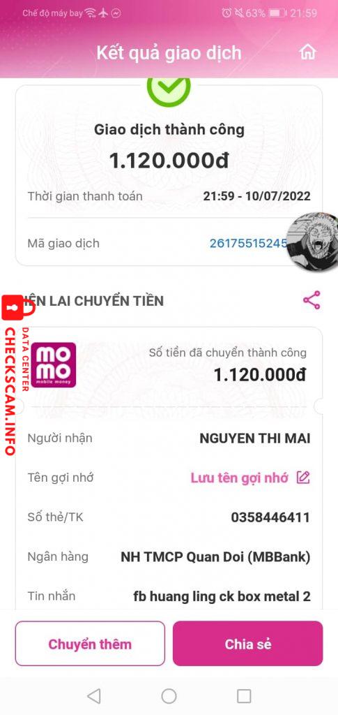 Evidencia contra NGUYEN THI MAI