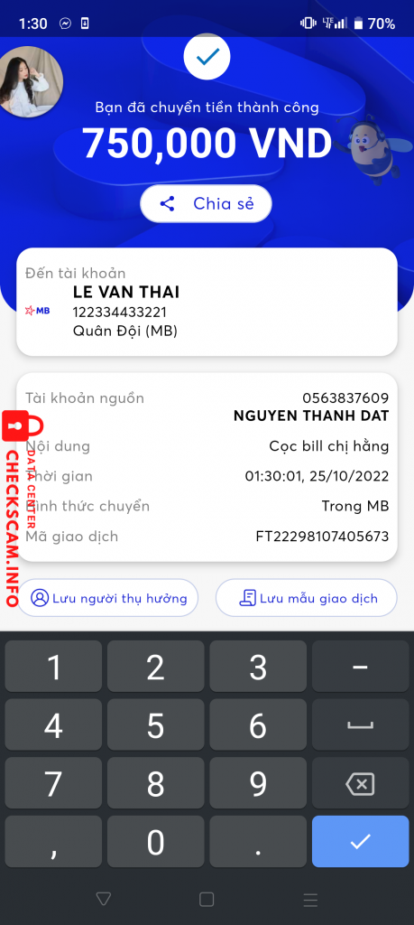 Evidencia contra LE VAN THAI