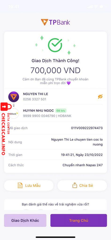 Evidencia contra Huynh Nhu Ngoc
