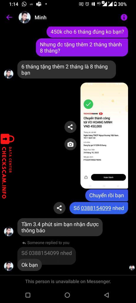 Evidencia contra Vo Hoang Minh