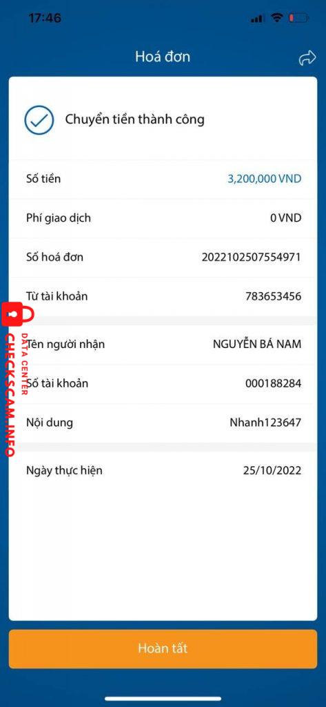 Evidencia contra Nguyễn Bá Nam