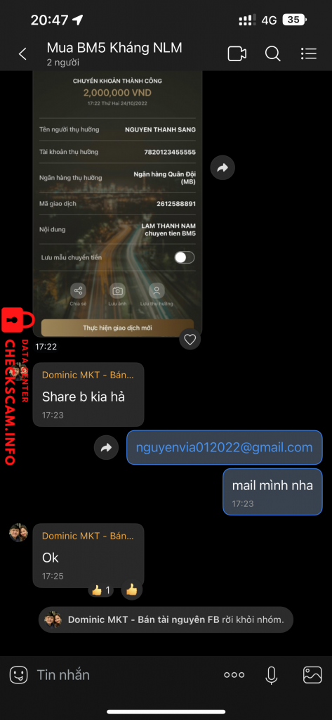 Evidencia contra Nguyen thanh sang