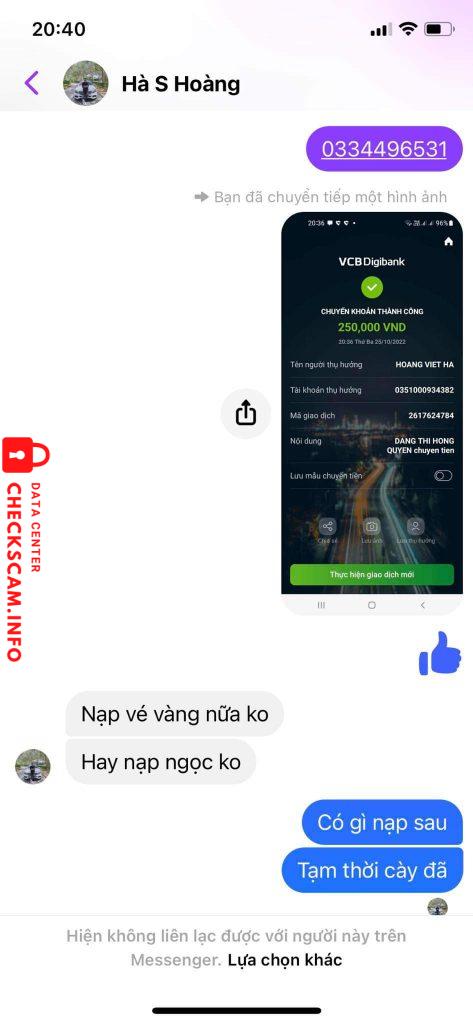 Evidencia contra Hoang Viet Ha