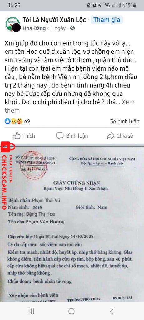 Evidencia contra DANG THI HOA