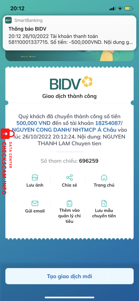 หลักฐานที่เป็นโทษต่อ NGUYỄN CÔNG DANH