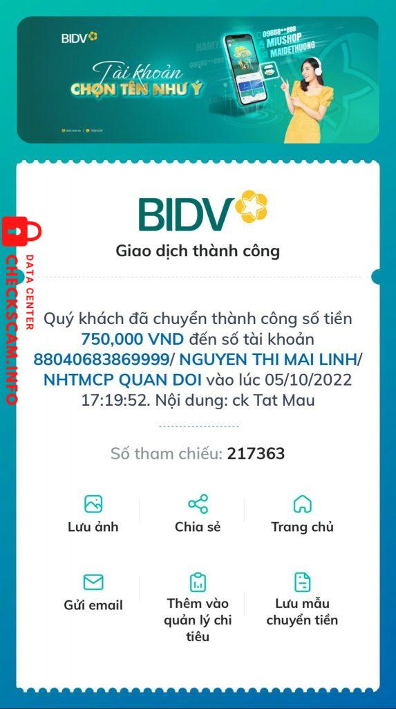 Evidencia contra NGUYEN THI MAI LINH