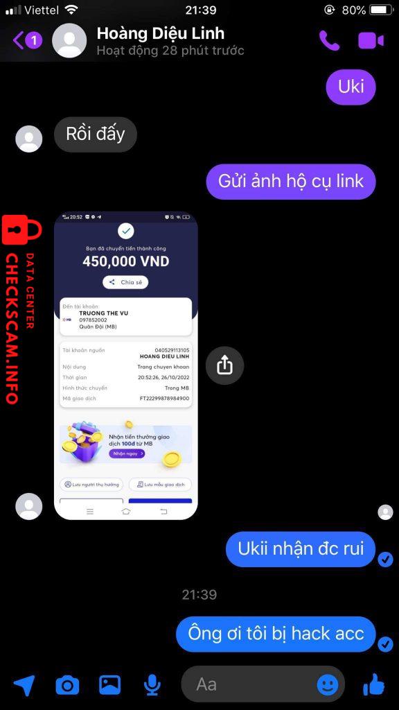 หลักฐานที่เป็นโทษต่อ Trương Thế Vũ