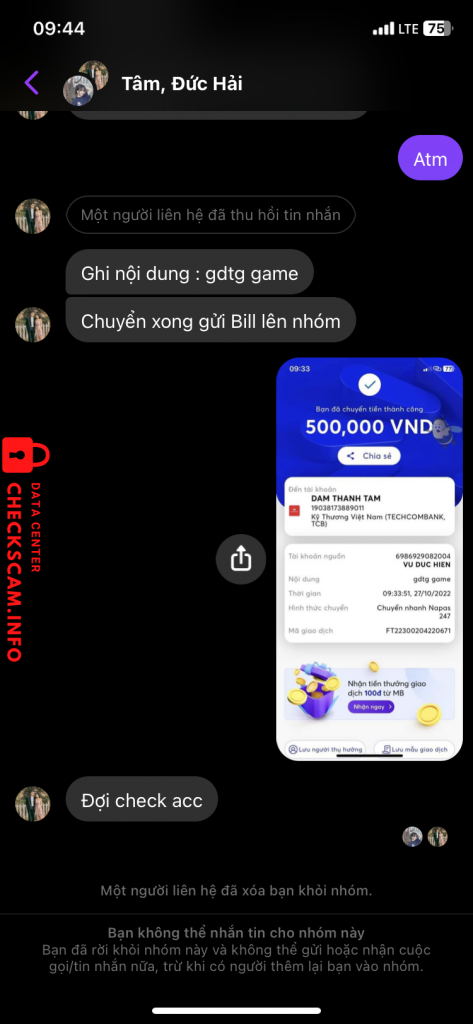 Evidencia contra DAM THANH TAM 