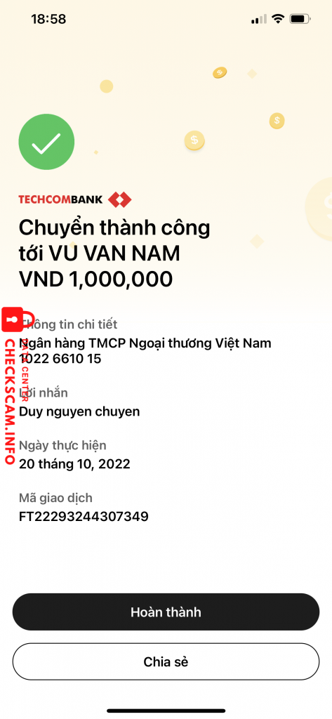 Evidencia contra VU VAN NAM