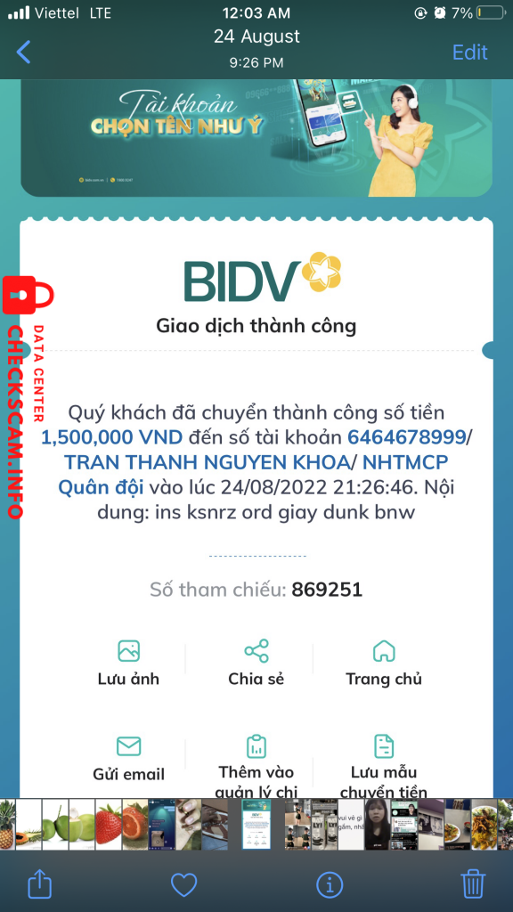 Evidencia contra Trần Thanh Nguyên Khoa