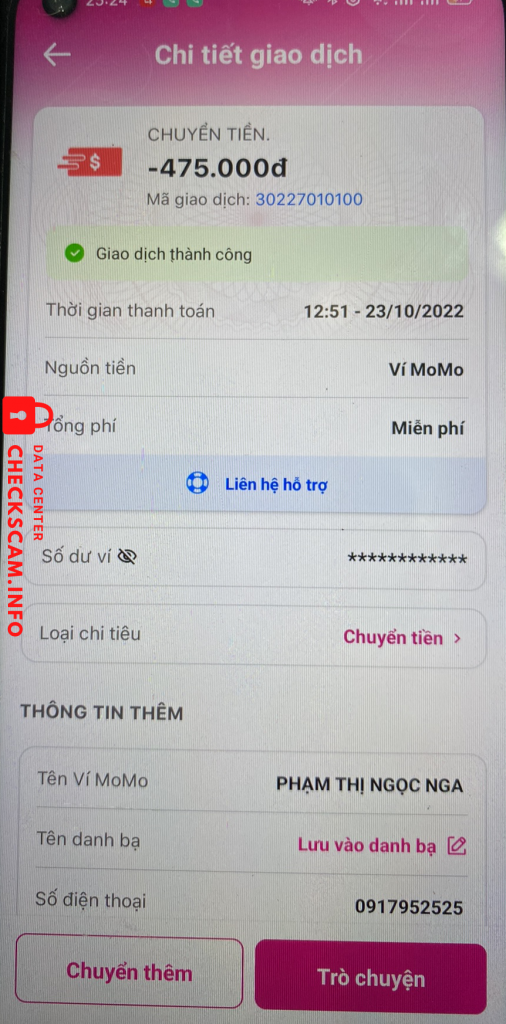 Evidencia contra Phạm Thị Ngọc NGa