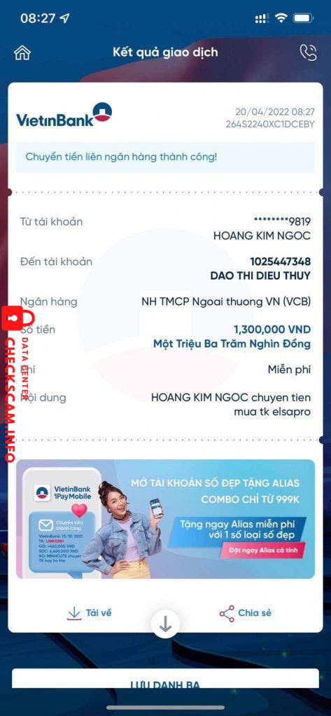 Evidencia contra Đào Thị Diệu Thuỳ