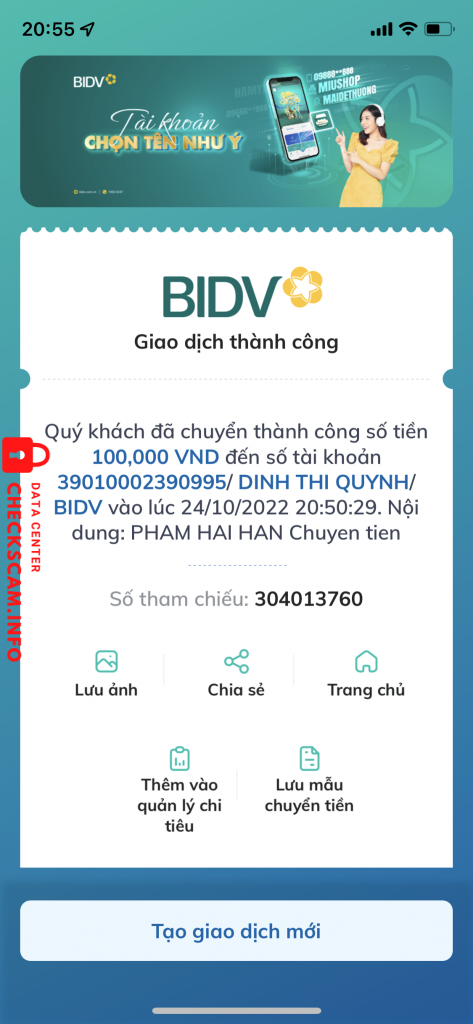 Evidencia contra Dinh Thi Quynh