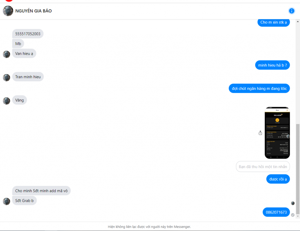 Evidencia contra TRAN MINH HIEU