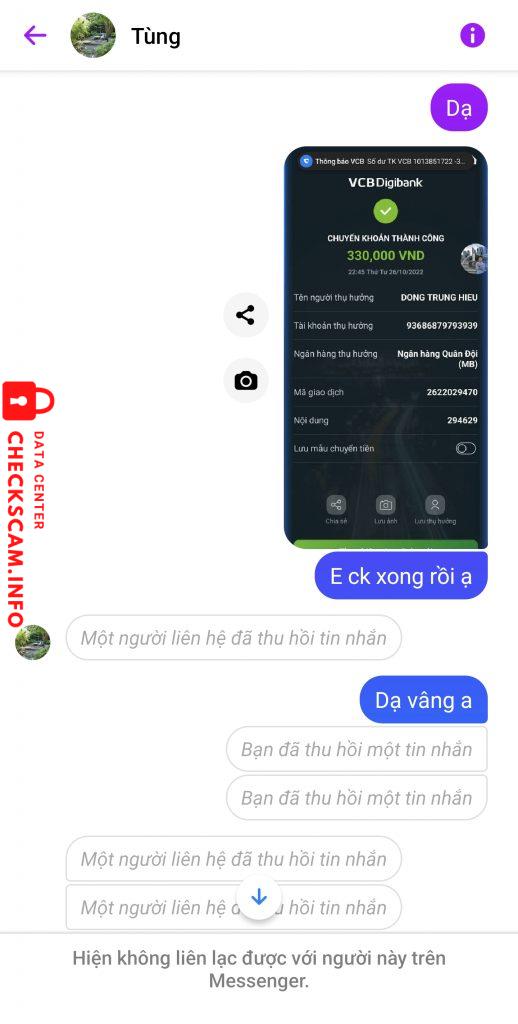Evidencia contra Dong Trung Hieu