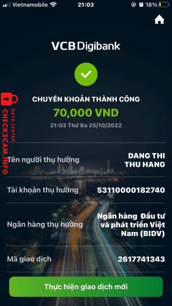 หลักฐานที่เป็นโทษต่อ DANG THI THU HANG