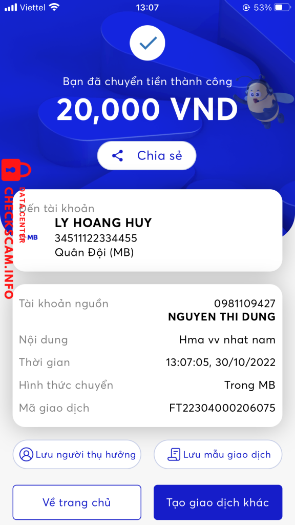 หลักฐานที่เป็นโทษต่อ Ly Hoang Huy