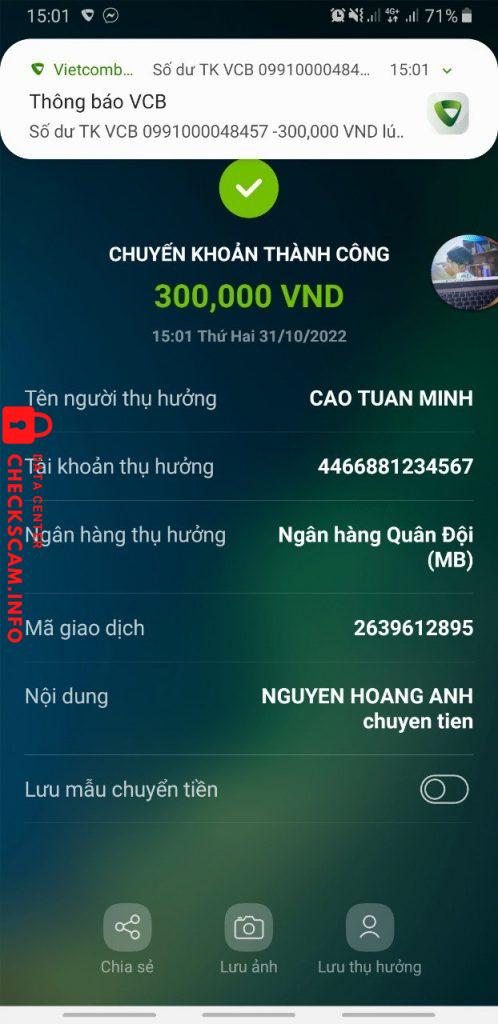 対する証拠 CAO TUẤN MINH