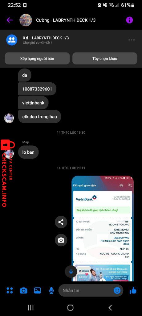 対する証拠 Đào Trung Hậu