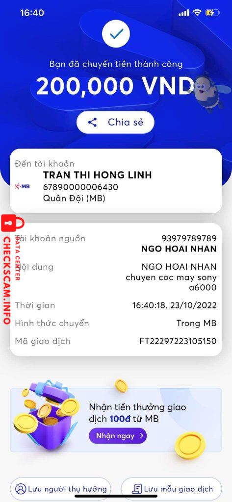 対する証拠 Tran thi hong linh