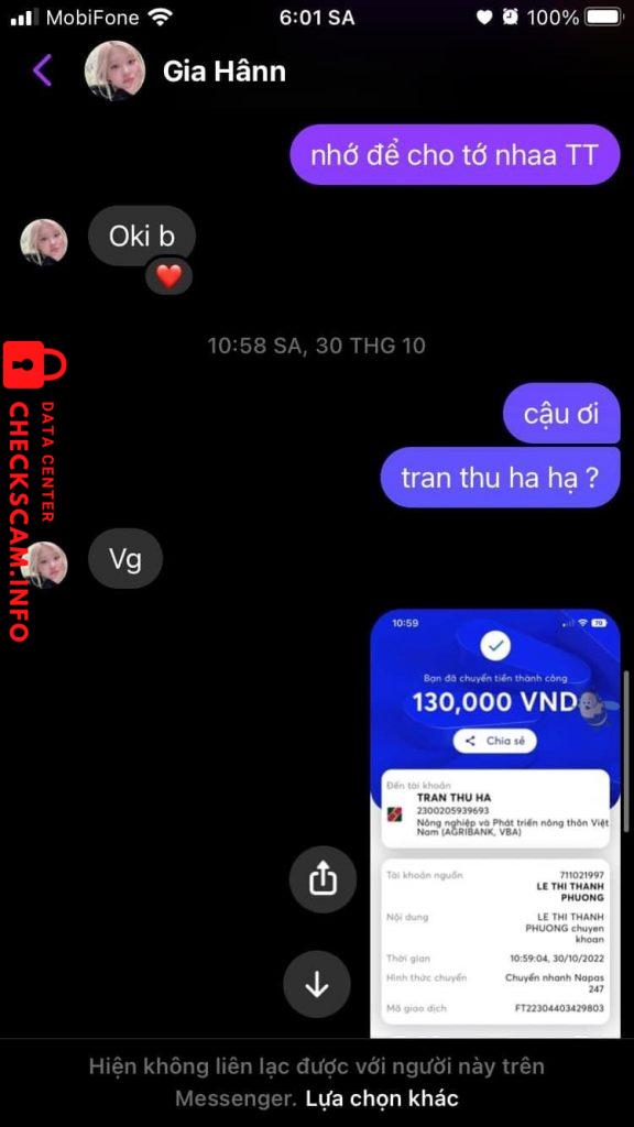 対する証拠 Tran Thu Ha
