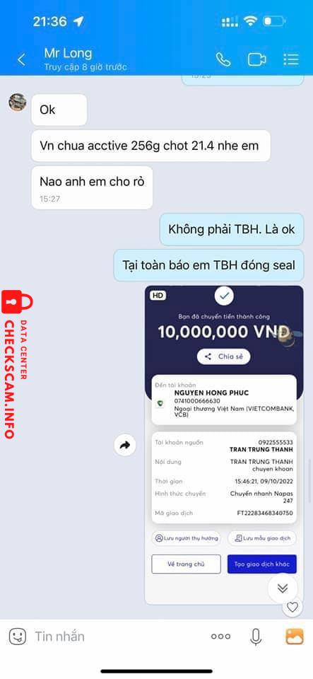 対する証拠 Nguyễn Hồng Phúc