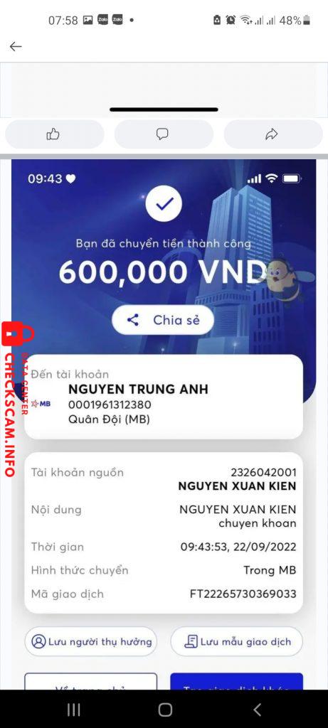 対する証拠 Nguyễn trung anh