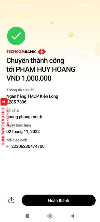 対する証拠 PHẠM HUY HOÀNG