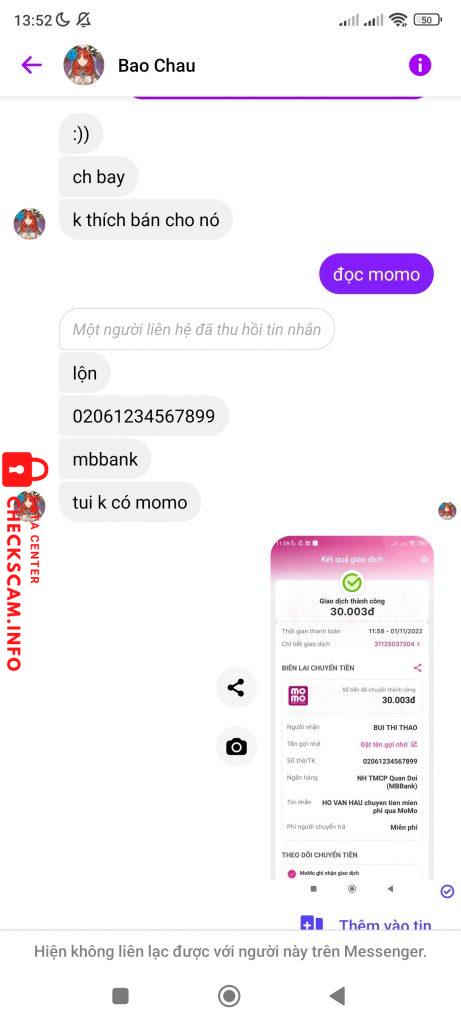 対する証拠 BUI THI THAO