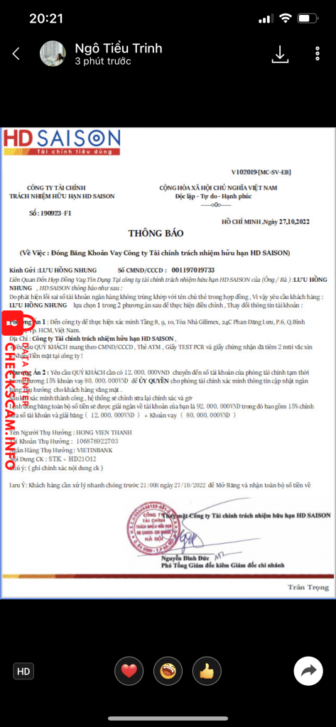 対する証拠 HONG VIEN THANH