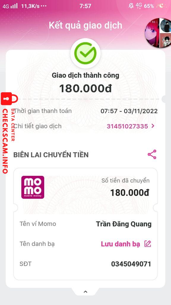 対する証拠 Trần Đăng Quang