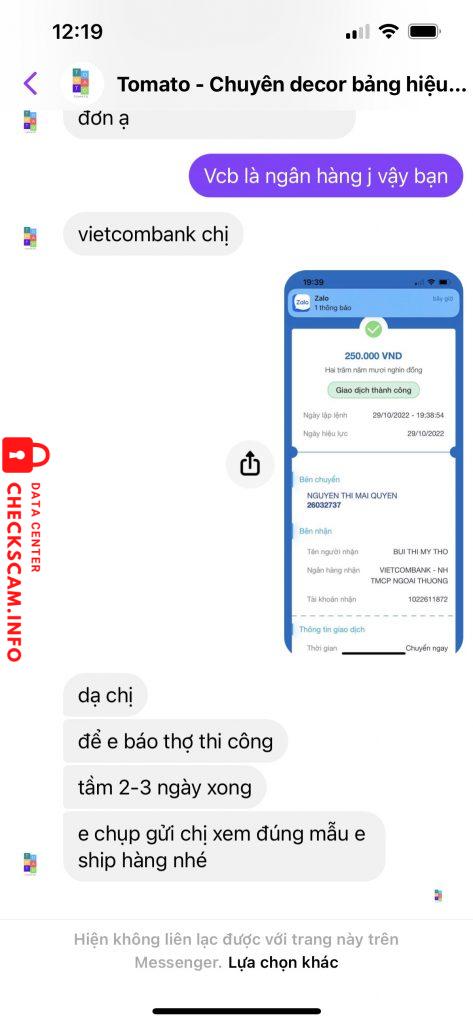 対する証拠 BUI THI MY THO