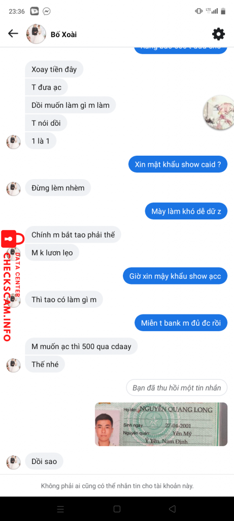 対する証拠 NGUYỄN QUANG LONG